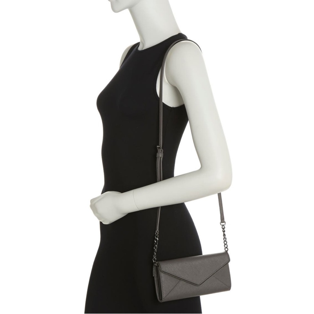 Rebecca Minkoff Cleo Wallet On Chain WOC Leather Crossbody Bag Graphite Gray NWT